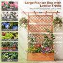 Wooden Planter Box with Lattice Trellis Raised Garden Bed Privacy Screen with Flat Roof by DirectDeals