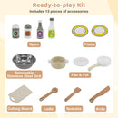 Wooden Play Kitchen Cooking Toy Playset for Kids-White