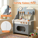 Wooden Play Kitchen for Kids Pretend Play Toy Kitchen Set with Clock Gift for Boys and Girls 3 +Pink by LJGDeals