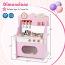 Wooden Play Kitchen for Kids Pretend Play Toy Kitchen Set with Clock Gift for Boys and Girls 3 +Pink by LJGDeals