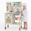 Wooden Play Kitchen for Kids with Lights and Sounds Retro Style With Accessories-Green