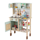 Wooden Play Kitchen for Kids with Lights and Sounds Retro Style With Accessories-Green