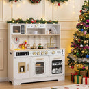 Wooden Play Kitchen for Kids with Realistic Lights and Sounds