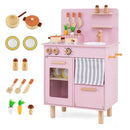 Wooden Play Kitchen Set for Kids with Stove, Sink & Faucet