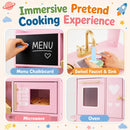 Wooden Play Kitchen with Lights & Sounds for Toddlers 3+