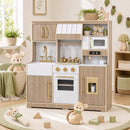 Wooden Play Kitchen Set with Lights & Sounds for Toddlers