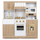 Wooden Play Kitchen Set with Lights & Sounds for Toddlers