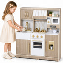 Wooden Play Kitchen Set with Lights & Sounds for Toddlers