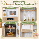 Wooden Play Kitchen Set with Lights & Sounds for Toddlers