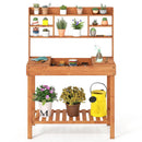 Wooden Potting Bench Table 61" Garden Planting Workstation with 3-Tier Open Shelf-Brown by LJGDeals