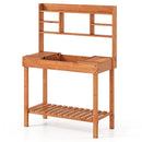 Wooden Potting Bench Table 61" Garden Planting Workstation with 3-Tier Open Shelf-Brown by LJGDeals