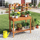 Wooden Potting Bench Table 61" Garden Planting Workstation with 3-Tier Open Shelf-Brown by LJGDeals