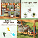 Wooden Potting Bench Table 61" Garden Planting Workstation with 3-Tier Open Shelf-Brown by LJGDeals
