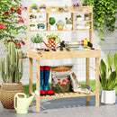 Wooden Potting Bench Table Garden Planting Workstation with 3-Tier Open Shelf by LJGDeals