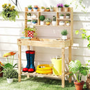 Wooden Potting Bench Table Garden Planting Workstation with 3-Tier Open Shelf by LJGDeals