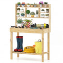 Wooden Potting Bench Table Garden Planting Workstation with 3-Tier Open Shelf by LJGDeals