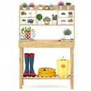 Wooden Potting Bench Table Garden Planting Workstation with 3-Tier Open Shelf by LJGDeals