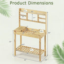 Wooden Potting Bench Table Garden Planting Workstation with 3-Tier Open Shelf by LJGDeals