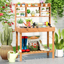 Wooden Potting Bench Table Garden Planting Workstation with 3-Tier Open Shelf by LJGDeals