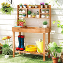 Wooden Potting Bench Table Garden Planting Workstation with 3-Tier Open Shelf by LJGDeals
