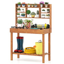 Wooden Potting Bench Table Garden Planting Workstation with 3-Tier Open Shelf by LJGDeals