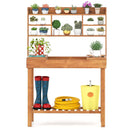 Wooden Potting Bench Table Garden Planting Workstation with 3-Tier Open Shelf by LJGDeals