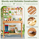 Wooden Potting Bench Table Garden Planting Workstation with 3-Tier Open Shelf