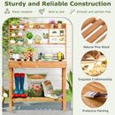 Wooden Potting Bench Table Garden Planting Workstation with 3-Tier Open Shelf by LJGDeals