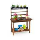 Wooden Potting Bench Table Outdoor Mud Kitchen with Solid Fir Wood Frame-Natural by DirectDeals