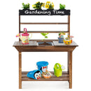 Wooden Potting Bench Table Outdoor Mud Kitchen with Solid Fir Wood Frame-Natural by DirectDeals