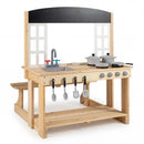 Wooden Play Kitchen with Bench and Cooking Accessories by LJGDeals
