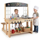 Wooden Play Kitchen with Bench and Cooking Accessories by DirectDeals