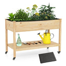 Wooden Raised Garden Bed with Legs and Lockable Wheels-Natural by LJGDeals