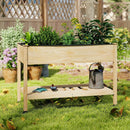 Wooden Raised Garden Bed with Legs and Lockable Wheels-Natural by LJGDeals