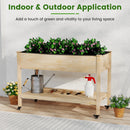 Wooden Raised Garden Bed with Legs and Lockable Wheels-Natural by LJGDeals