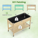 Wooden Raised Garden Bed with Legs and Lockable Wheels-Natural by LJGDeals
