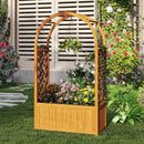 Wooden Raised Garden Bed with Lattice Trellis and Arched Roof-Orange by LJGDeals