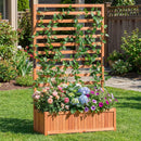 Wooden Raised Garden Bed 59 Inch Tall Elevated Planter Box with Vertical Trellis-Orange by LJGDeals