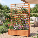 Wooden Raised Garden Bed 59 Inch Tall Elevated Planter Box with Vertical Trellis-Orange by LJGDeals