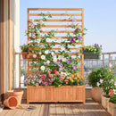 Wooden Raised Garden Bed 59 Inch Tall Elevated Planter Box with Vertical Trellis-Orange by LJGDeals