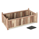 Wooden Raised Garden Bed Natural Acacia Wood Rectangular Planter Box with Liner-Natural by LJGDeals