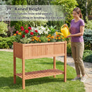 Wooden Raised Garden Bed with Storage Shelf and 220 LBS Capacity-Orange by LJGDeals