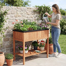 Wooden Raised Garden Bed with Storage Shelf and 220 LBS Capacity-Orange by LJGDeals
