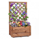 Raised Garden Bed Wooden Elevated Planter Box with Lattice Trellis-S