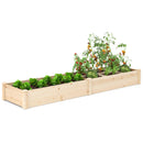 Wooden Raised Open-Ended Base Garden Bed with 2 Planter Boxes Divider-Natural by LJGDeals