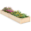 Wooden Raised Open-Ended Base Garden Bed with 2 Planter Boxes Divider-Natural by LJGDeals
