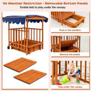 Kids Outdoor Wooden Retractable Sandbox with Cover and Built-in Wheels-Natural by LJGDeals