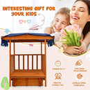 Kids Outdoor Wooden Retractable Sandbox with Cover and Built-in Wheels-Natural by LJGDeals