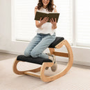 Wooden Rocking Chair with Comfortable Padded Seat Cushion and Knee Support by LJGDeals
