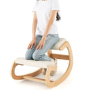Wooden Rocking Chair with Comfortable Padded Seat Cushion and Knee Support